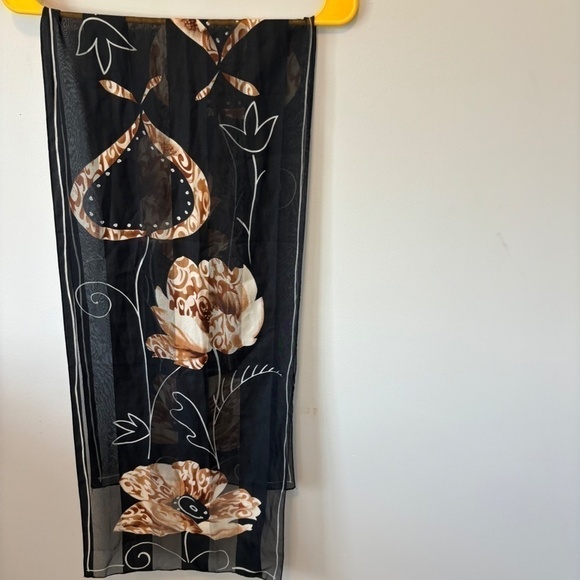 Vintage, Poppy Flowers, Black on Black Stripes, Browned white floral, O/S - Picture 5 of 5